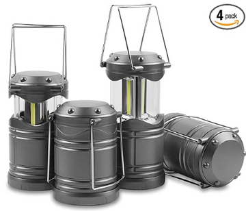 Lichamp LED Lanterns, 4 Pack Pop Up Lanterns for Power Outages, Bright Battery Powered Hanging Lanterns for Outdoor Camping Hiking, Emergency Survival Lights for Hurricane Collapsible, Dark Gray